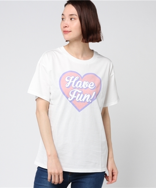 WEGO(ウィゴー)の「WEGO/ビッグハートプリントカットソー(Tシャツ/カットソー・レディース・ブラック/ホワイト・FREE)」の10枚目の写真