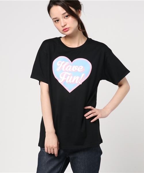 WEGO(ウィゴー)の「WEGO/ビッグハートプリントカットソー(Tシャツ/カットソー・レディース・ブラック/ホワイト・FREE)」の11枚目の写真