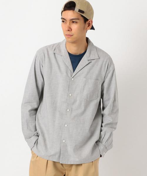 green label relaxing(グリーンレーベルリラクシング)の「ST ビエラ オープンカラー SOLID シャツ / 開襟シャツ ◆(シャツ/ブラウス・メンズ・ダークグレー/ダークブラウン/ダークグリーン/ライトグレー・LARGE/X-LARGE/SMALL/X-SMALL/MEDIUM)」の2枚目の写真