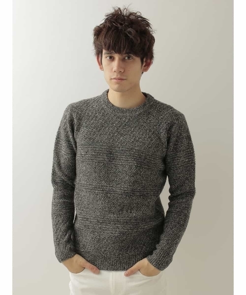 MICHEL KLEIN HOMME (ミッシェルクランオム)の「モンブランラムウールニット(ニット/セーター・メンズ・ブルー/アイボリー/ベージュ/グレー・LARGE/MEDIUM)」の2枚目の写真