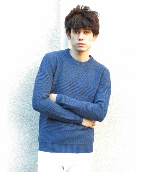 MICHEL KLEIN HOMME (ミッシェルクランオム)の「モンブランラムウールニット(ニット/セーター・メンズ・ブルー/アイボリー/ベージュ/グレー・LARGE/MEDIUM)」の4枚目の写真