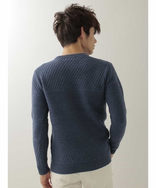 MICHEL KLEIN HOMME (ミッシェルクランオム)の「モンブランラムウールニット(ニット/セーター・メンズ・ブルー/アイボリー/ベージュ/グレー・LARGE/MEDIUM)」の6枚目の写真