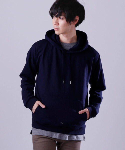 MONO-MART（モノマート）の「ドロップショルダーカラーリングプルオーバーパーカー/オーバーサイズスウェット（パーカー・メンズ・ブラック/ベージュ/ネイビー/ブラウン/グレー/ブルー/グリーン/アイボリー/オートミール/ブラウン系その他/ワイン/チャコール・FREE）」の10枚目の写真