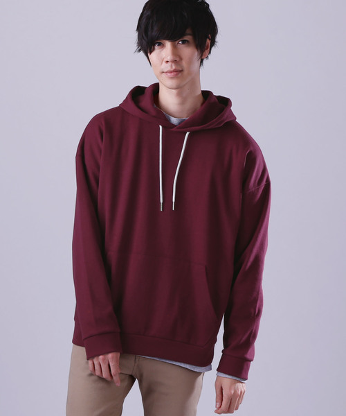 MONO-MART（モノマート）の「ドロップショルダーカラーリングプルオーバーパーカー/オーバーサイズスウェット（パーカー・メンズ・ブラック/ベージュ/ネイビー/ブラウン/グレー/ブルー/グリーン/アイボリー/オートミール/ブラウン系その他/ワイン/チャコール・FREE）」の12枚目の写真