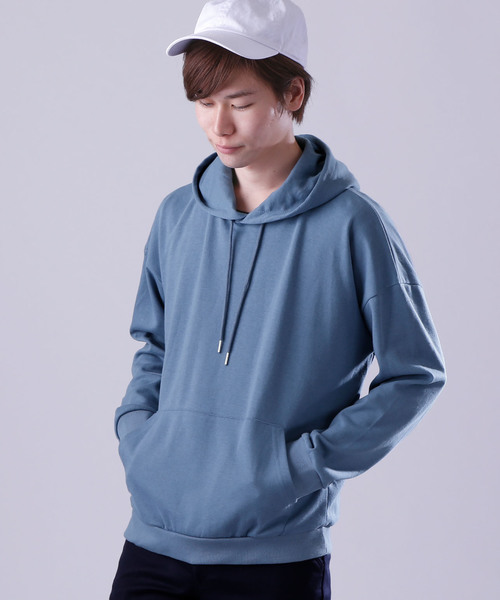 MONO-MART（モノマート）の「ドロップショルダーカラーリングプルオーバーパーカー/オーバーサイズスウェット（パーカー・メンズ・ブラック/ベージュ/ネイビー/ブラウン/グレー/ブルー/グリーン/アイボリー/オートミール/ブラウン系その他/ワイン/チャコール・FREE）」の11枚目の写真