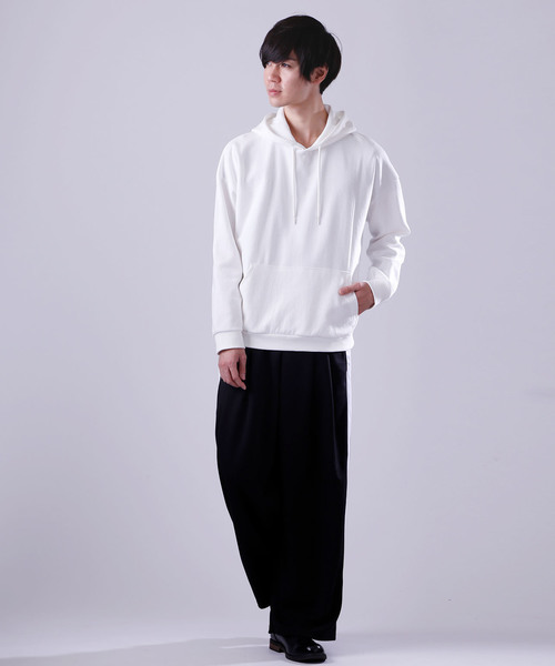 MONO-MART（モノマート）の「ドロップショルダーカラーリングプルオーバーパーカー/オーバーサイズスウェット（パーカー・メンズ・ブラック/ベージュ/ネイビー/ブラウン/グレー/ブルー/グリーン/アイボリー/オートミール/ブラウン系その他/ワイン/チャコール・FREE）」の17枚目の写真