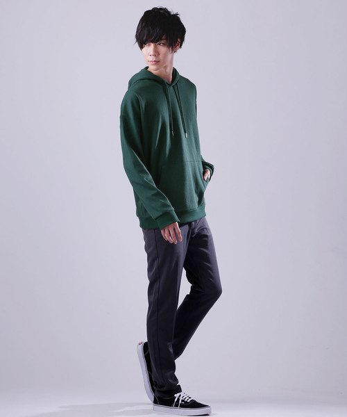 MONO-MART（モノマート）の「ドロップショルダーカラーリングプルオーバーパーカー/オーバーサイズスウェット（パーカー・メンズ・ブラック/ベージュ/ネイビー/ブラウン/グレー/ブルー/グリーン/アイボリー/オートミール/ブラウン系その他/ワイン/チャコール・FREE）」の13枚目の写真