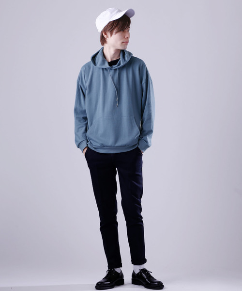 MONO-MART（モノマート）の「ドロップショルダーカラーリングプルオーバーパーカー/オーバーサイズスウェット（パーカー・メンズ・ブラック/ベージュ/ネイビー/ブラウン/グレー/ブルー/グリーン/アイボリー/オートミール/ブラウン系その他/ワイン/チャコール・FREE）」の15枚目の写真