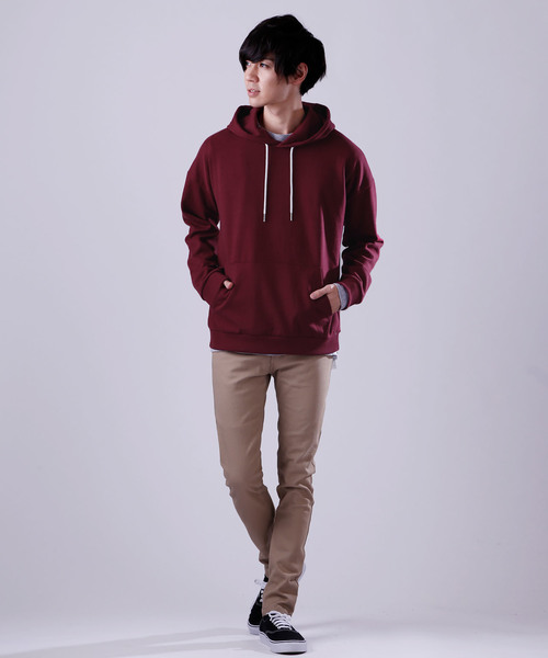 MONO-MART（モノマート）の「ドロップショルダーカラーリングプルオーバーパーカー/オーバーサイズスウェット（パーカー・メンズ・ブラック/ベージュ/ネイビー/ブラウン/グレー/ブルー/グリーン/アイボリー/オートミール/ブラウン系その他/ワイン/チャコール・FREE）」の16枚目の写真