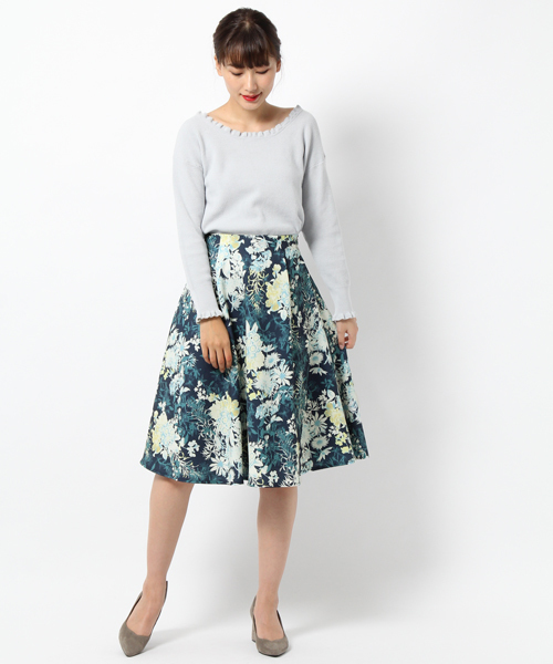 laboratory work（ラボラトリーワーク）の「花柄サーキュラースカート（スカート・レディース・ブルーグレー/ネイビー/イエロー系その他・MEDIUM）」の4枚目の写真