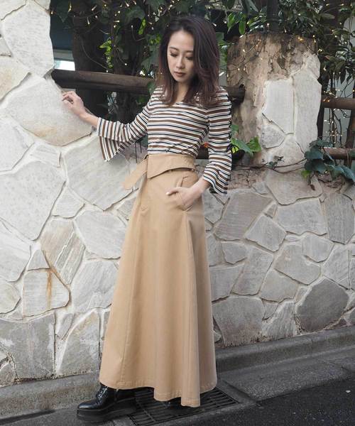 MURUA(ムルーア)の「ワイドベルトLongSK(スカート・レディース・ベージュ/カーキ・1/2)」の14枚目の写真