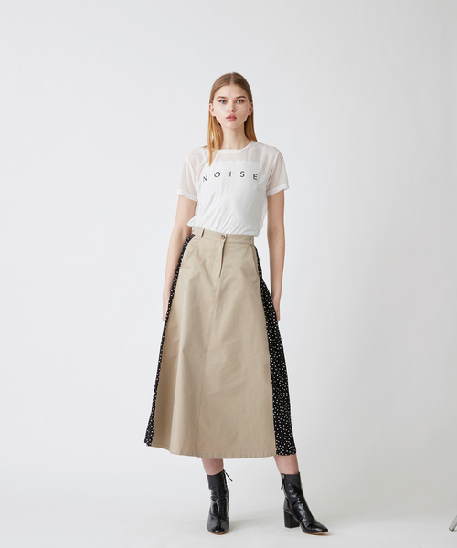 Velvet BY NOISE MAKER（ベルベッドバイノイズメーカー）の「ドット切替ミディ・スカート（スカート・レディース・ベージュ系その他/ブルー系その他・FREE）」の10枚目の写真