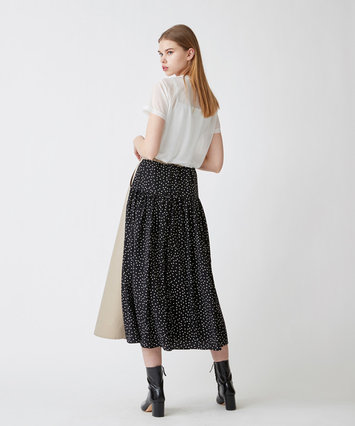 Velvet BY NOISE MAKER（ベルベッドバイノイズメーカー）の「ドット切替ミディ・スカート（スカート・レディース・ベージュ系その他/ブルー系その他・FREE）」の5枚目の写真