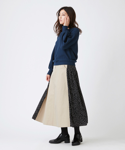 Velvet BY NOISE MAKER（ベルベッドバイノイズメーカー）の「ドット切替ミディ・スカート（スカート・レディース・ベージュ系その他/ブルー系その他・FREE）」の21枚目の写真