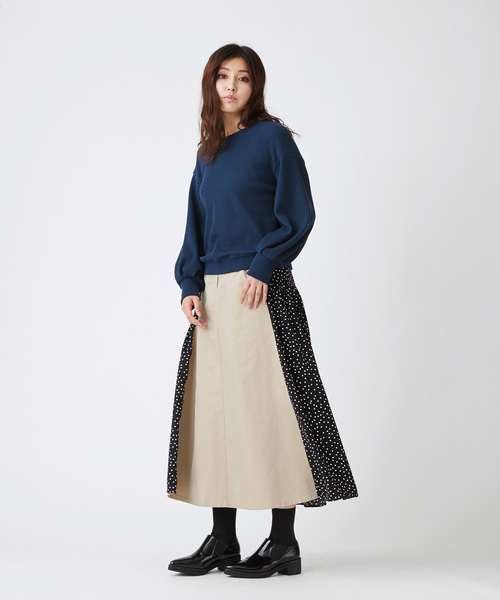 Velvet BY NOISE MAKER（ベルベッドバイノイズメーカー）の「ドット切替ミディ・スカート（スカート・レディース・ベージュ系その他/ブルー系その他・FREE）」の7枚目の写真