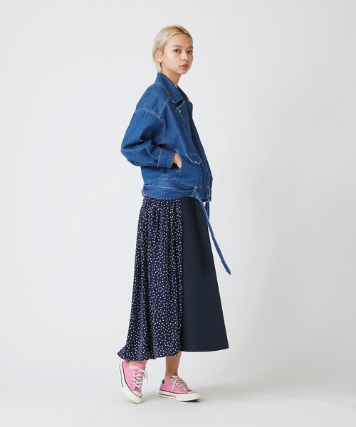 Velvet BY NOISE MAKER（ベルベッドバイノイズメーカー）の「ドット切替ミディ・スカート（スカート・レディース・ベージュ系その他/ブルー系その他・FREE）」の18枚目の写真