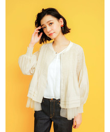 <doll up oops>　[2018 S/S]　裾チュール　シャーリング　ブルゾン