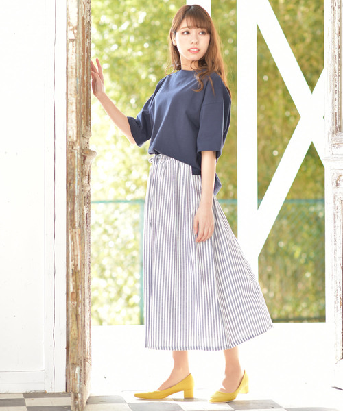 rps（アールピーエス）の「麻混ギャザースカート（スカート・レディース・ブラック系その他2/グリーン/ネイビー/ブルー系その他2/マスタード・M）」の6枚目の写真