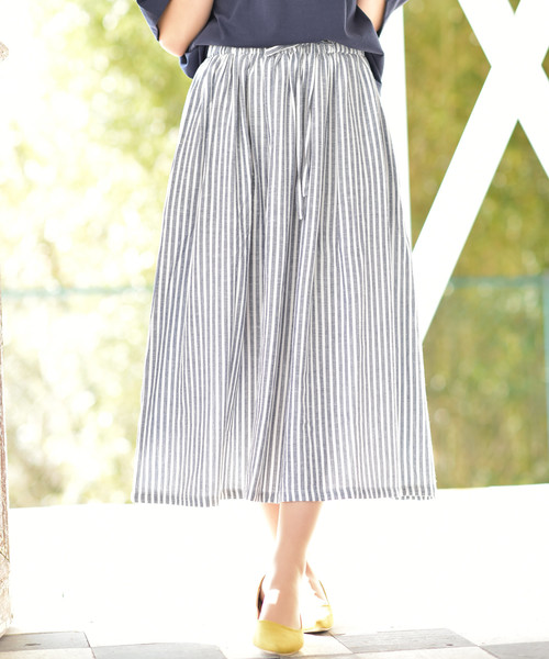 rps（アールピーエス）の「麻混ギャザースカート（スカート・レディース・ブラック系その他2/グリーン/ネイビー/ブルー系その他2/マスタード・M）」の11枚目の写真