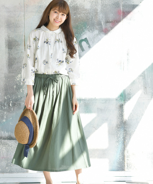 rps（アールピーエス）の「麻混ギャザースカート（スカート・レディース・ブラック系その他2/グリーン/ネイビー/ブルー系その他2/マスタード・M）」の18枚目の写真