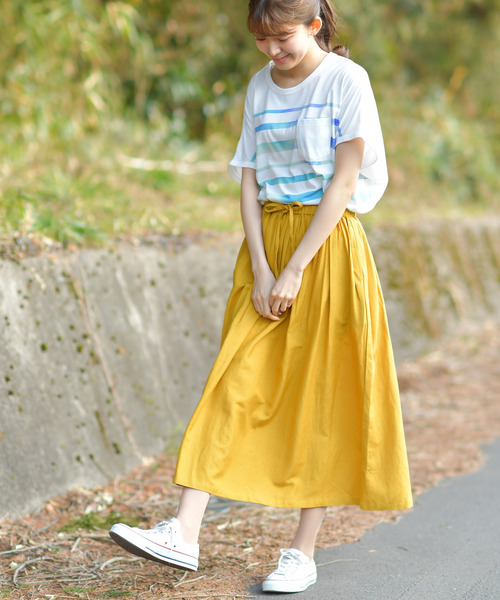 rps（アールピーエス）の「麻混ギャザースカート（スカート・レディース・ブラック系その他2/グリーン/ネイビー/ブルー系その他2/マスタード・M）」の21枚目の写真