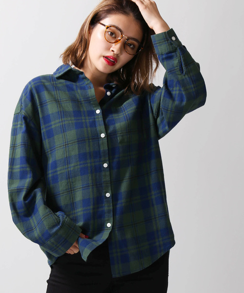 WEGO(ウィゴー)の「WEGO/ビッグネルシャツ(シャツ/ブラウス・レディース・ベージュ系その他2/グリーン系その他2/レッド系その他2・FREE)」の3枚目の写真
