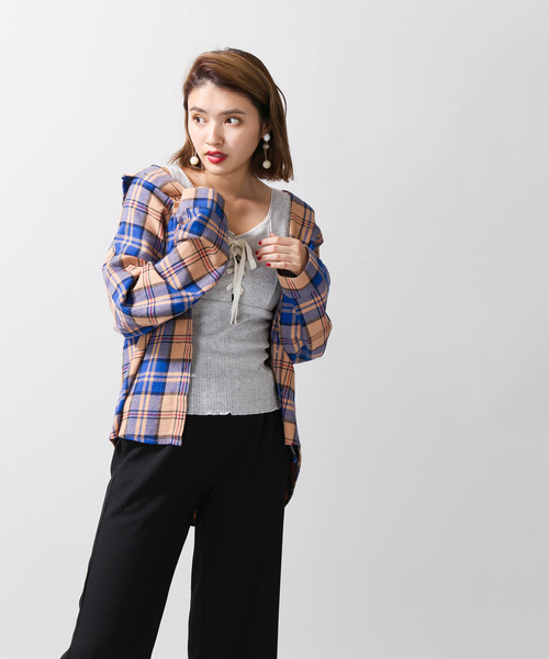 WEGO(ウィゴー)の「WEGO/ビッグネルシャツ(シャツ/ブラウス・レディース・ベージュ系その他2/グリーン系その他2/レッド系その他2・FREE)」の16枚目の写真