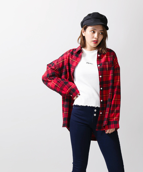WEGO(ウィゴー)の「WEGO/ビッグネルシャツ(シャツ/ブラウス・レディース・ベージュ系その他2/グリーン系その他2/レッド系その他2・FREE)」の12枚目の写真