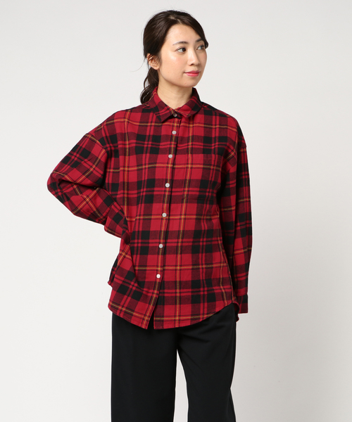 WEGO(ウィゴー)の「WEGO/ビッグネルシャツ(シャツ/ブラウス・レディース・ベージュ系その他2/グリーン系その他2/レッド系その他2・FREE)」の9枚目の写真