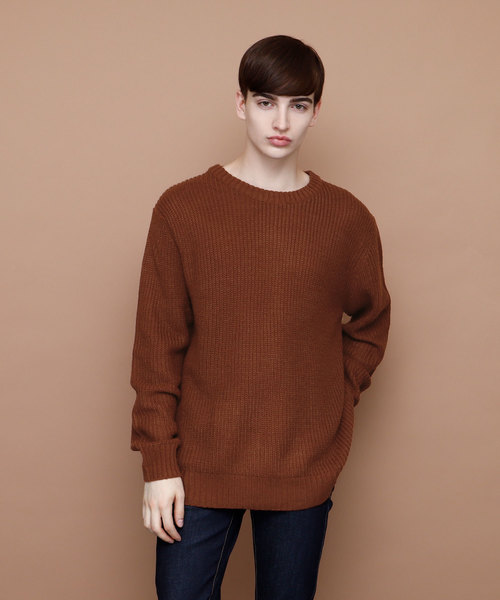 EMMA CLOTHES(エマクローズ)の「ウールブレンドポップコーン編みニットセーター(ニット/セーター・メンズ・オフホワイト/キャメル/チャコール・M/L)」の3枚目の写真