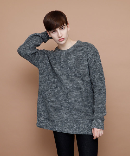 EMMA CLOTHES(エマクローズ)の「ウールブレンドポップコーン編みニットセーター(ニット/セーター・メンズ・オフホワイト/キャメル/チャコール・M/L)」の1枚目の写真
