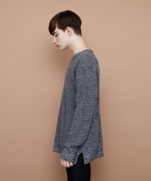 EMMA CLOTHES(エマクローズ)の「ウールブレンドポップコーン編みニットセーター(ニット/セーター・メンズ・オフホワイト/キャメル/チャコール・M/L)」の5枚目の写真