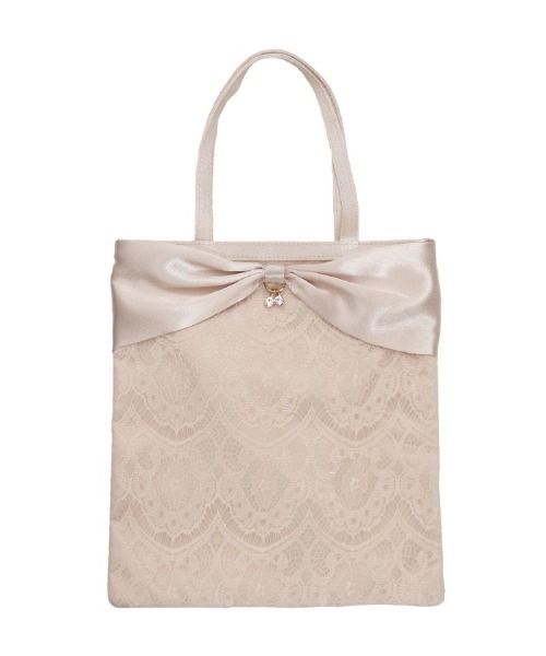 axes femme（アクシーズファム）の「レース重ねサブバッグ（エコバッグ/サブバッグ・レディース・ブラック/ベージュ/キナリ・MEDIUM）」の3枚目の写真