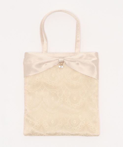 axes femme（アクシーズファム）の「レース重ねサブバッグ（エコバッグ/サブバッグ・レディース・ブラック/ベージュ/キナリ・MEDIUM）」の6枚目の写真