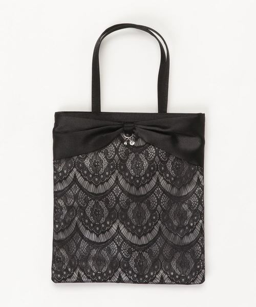 axes femme（アクシーズファム）の「レース重ねサブバッグ（エコバッグ/サブバッグ・レディース・ブラック/ベージュ/キナリ・MEDIUM）」の4枚目の写真
