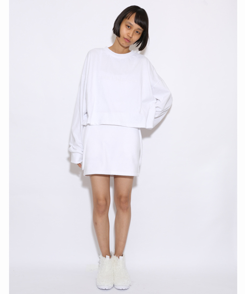 i（アイ）の「ロゴ刺繍ロンティー（Tシャツ/カットソー・レディース・グレー/ホワイト/ブラック・ﾌﾘ-）」の4枚目の写真