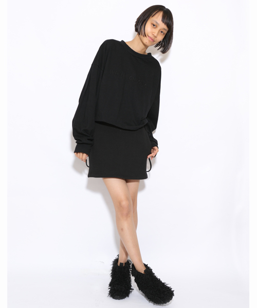 i（アイ）の「ロゴ刺繍ロンティー（Tシャツ/カットソー・レディース・グレー/ホワイト/ブラック・ﾌﾘ-）」の6枚目の写真