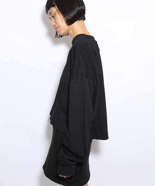 i（アイ）の「ロゴ刺繍ロンティー（Tシャツ/カットソー・レディース・グレー/ホワイト/ブラック・ﾌﾘ-）」の7枚目の写真