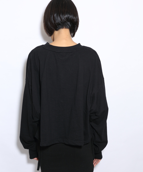 i（アイ）の「ロゴ刺繍ロンティー（Tシャツ/カットソー・レディース・グレー/ホワイト/ブラック・ﾌﾘ-）」の8枚目の写真