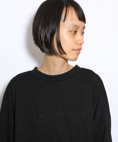 i（アイ）の「ロゴ刺繍ロンティー（Tシャツ/カットソー・レディース・グレー/ホワイト/ブラック・ﾌﾘ-）」の10枚目の写真