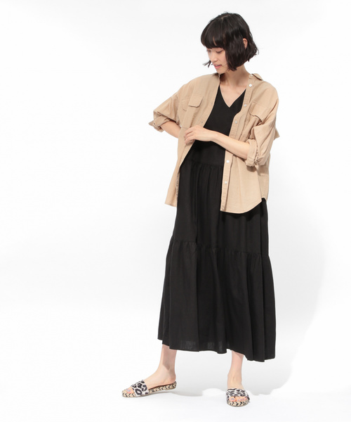 LAKOLE(ラコレ)の「【ドライタッチ】スリーブレスティアードワンピース / LAKOLE(ワンピース・レディース・ブラック/ベージュ/ピンク・SMALL/MEDIUM)」の5枚目の写真