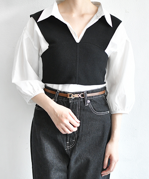 PairPair（ペアペア）の「ニットビスチェ×シャツSET（シャツ/ブラウス・レディース・ブラック/ライトグレー/ブルー・FREE）」の12枚目の写真