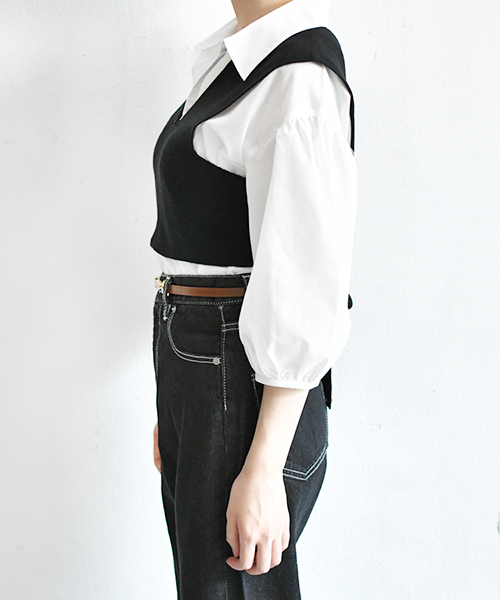 PairPair（ペアペア）の「ニットビスチェ×シャツSET（シャツ/ブラウス・レディース・ブラック/ライトグレー/ブルー・FREE）」の8枚目の写真