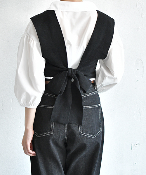 PairPair（ペアペア）の「ニットビスチェ×シャツSET（シャツ/ブラウス・レディース・ブラック/ライトグレー/ブルー・FREE）」の4枚目の写真