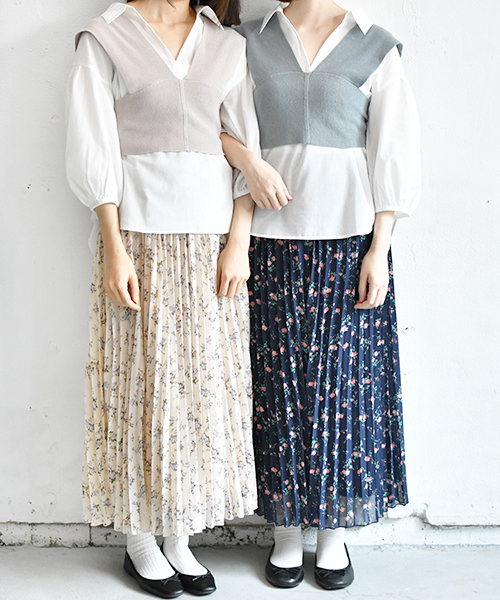 PairPair（ペアペア）の「ニットビスチェ×シャツSET（シャツ/ブラウス・レディース・ブラック/ライトグレー/ブルー・FREE）」の5枚目の写真