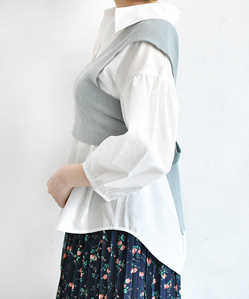 PairPair（ペアペア）の「ニットビスチェ×シャツSET（シャツ/ブラウス・レディース・ブラック/ライトグレー/ブルー・FREE）」の18枚目の写真