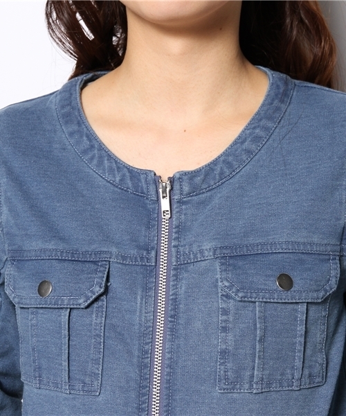 one after another NICE CLAUP（ワンアフターアナザーナイスクラップ）の「【ナイスクラップ】カットデニムジャケット（デニムジャケット・レディース・ブルー/ネイビー・FREE）」の7枚目の写真