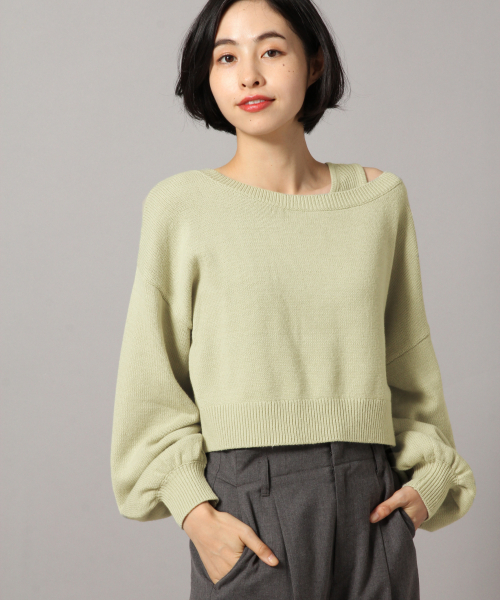 LOWRYS FARM（ローリーズファーム）の「パフスリーブ2Pプルオーバー　853667（ニット/セーター・レディース・ブラック/ベージュ/グリーン系その他/ブラウン・FREE）」の4枚目の写真