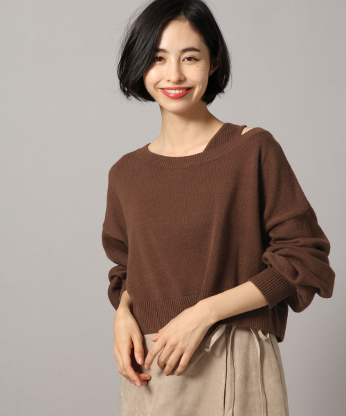 LOWRYS FARM（ローリーズファーム）の「パフスリーブ2Pプルオーバー　853667（ニット/セーター・レディース・ブラック/ベージュ/グリーン系その他/ブラウン・FREE）」の3枚目の写真