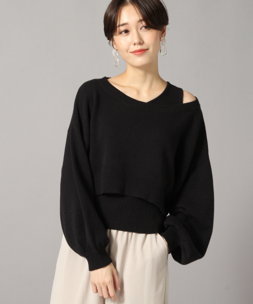 LOWRYS FARM（ローリーズファーム）の「パフスリーブ2Pプルオーバー　853667（ニット/セーター・レディース・ブラック/ベージュ/グリーン系その他/ブラウン・FREE）」の7枚目の写真